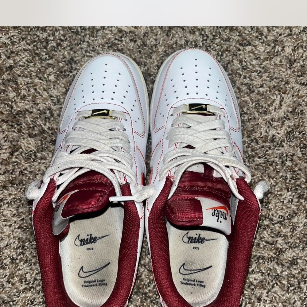 Nike White and Burgundy Sneakers